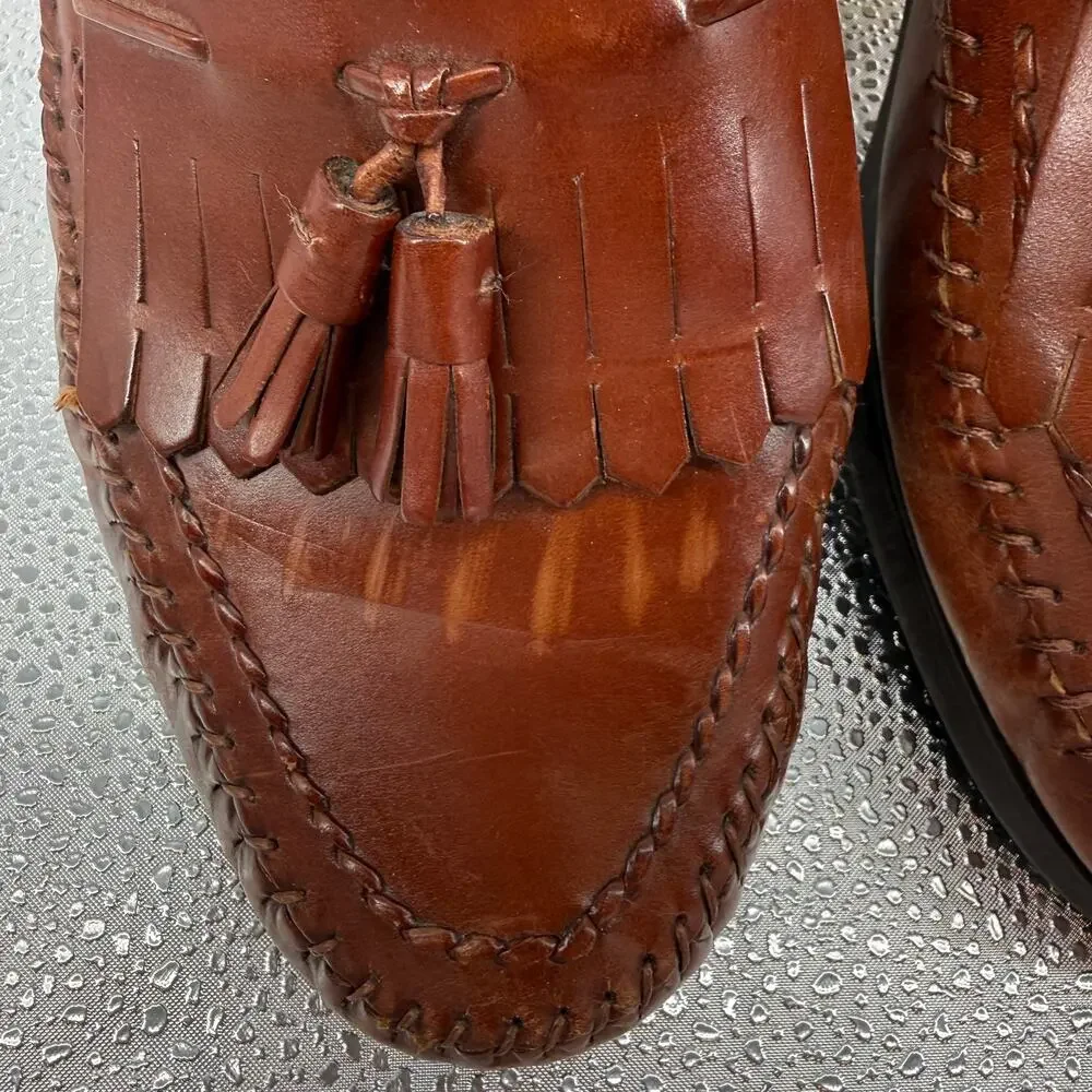 Giorgio Brutini Monocle Kilte And Tassel Brown leather loafers SZ 11D Brazil